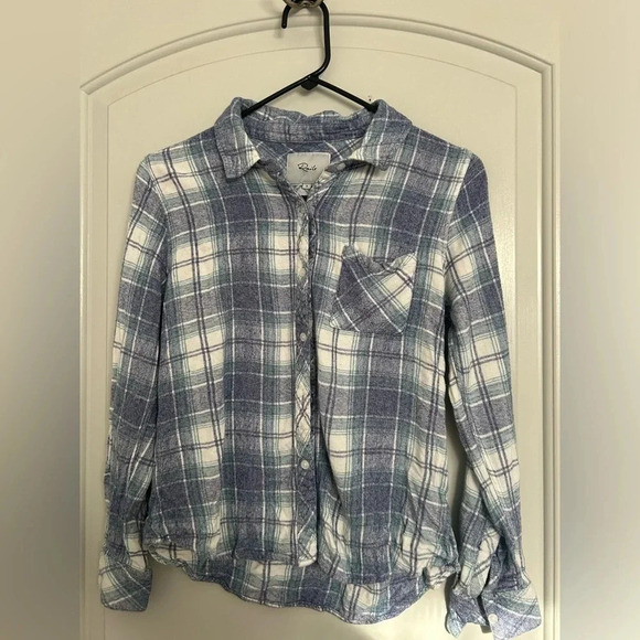 Rails Hunter Plaid White Blue Red Shirt Flannel Button Down size small - Picture 1 of 11